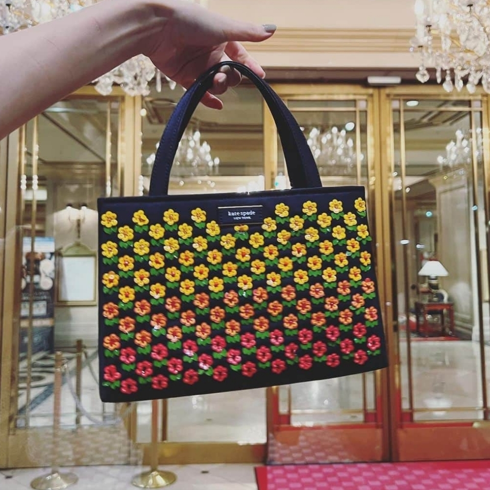 Kate Spade Sam Icon Floral Embellished Nylon Small Tote
